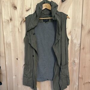Olive Green Sleeveless Vest with Hood